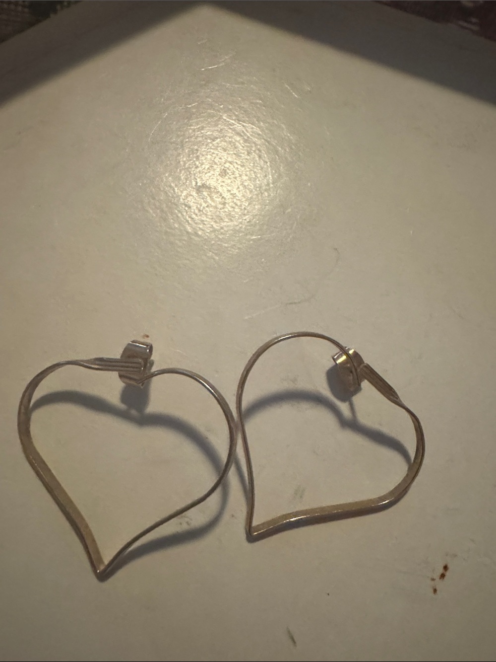 Avon Heart Outline Hoop Earrings - Silver